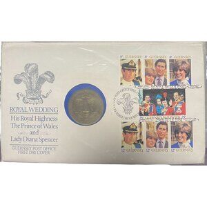 Prince Charles & Lady Diana Royal Wedding Guernsey 1981 First Day Cover With Coi
